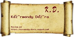 Körmendy Dóra névjegykártya