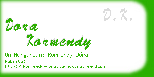 dora kormendy business card
