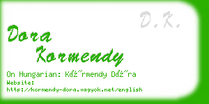 dora kormendy business card